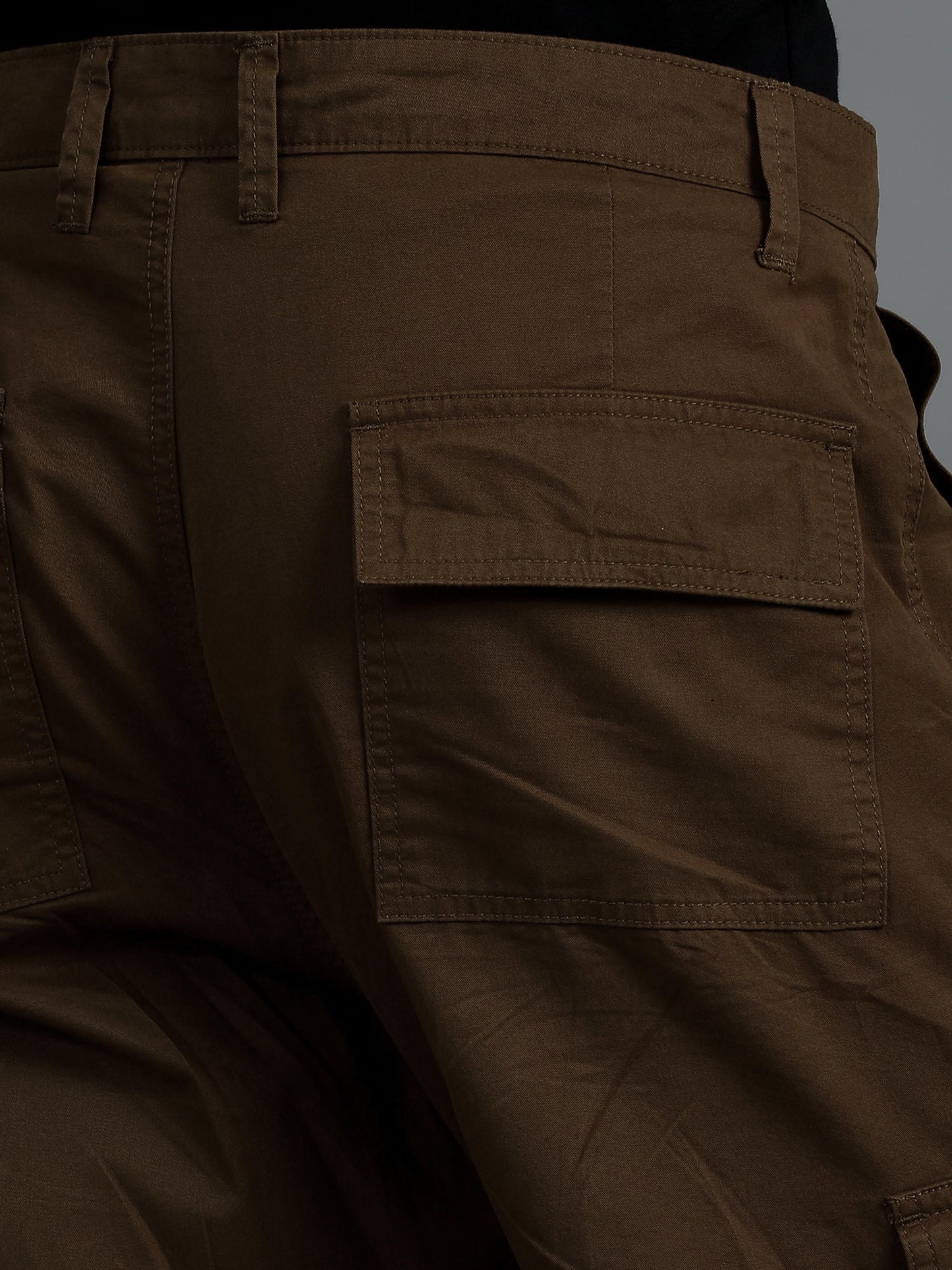 Men 2 Cotton Relaxed Fit Cargo Trousers, Brown Moss Green