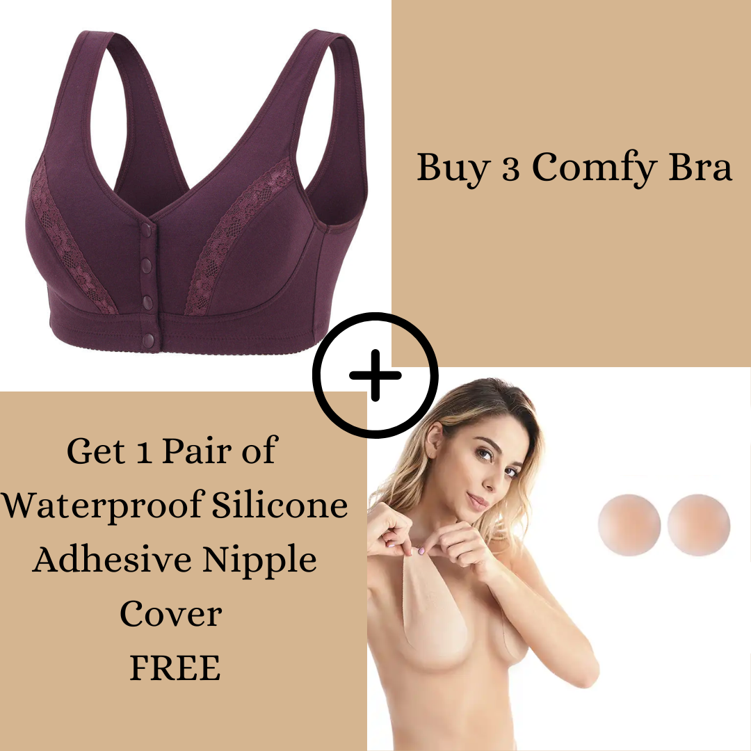 Comfy Cotton Full Cup Bralette With Detachable Chest Pad Breathable Stretchy Front Buckle Bra (Pack of 6)