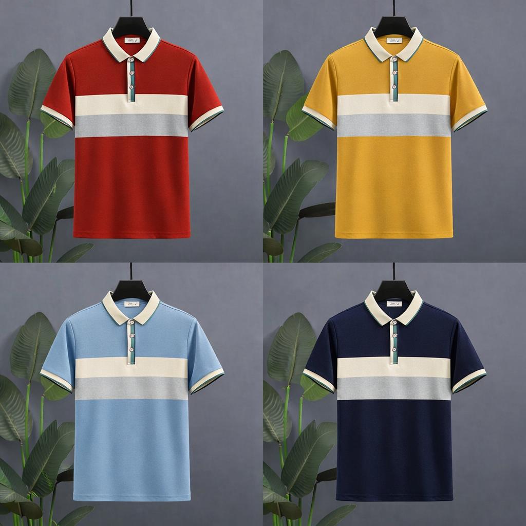 Men’s Essential Color-Block Polo Set (4-Pack)