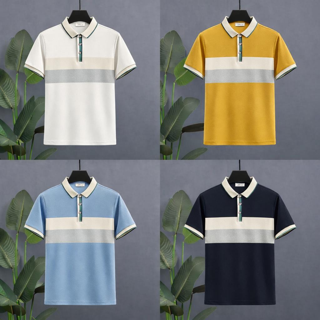 Men’s Essential Color-Block Polo Set (4-Pack)