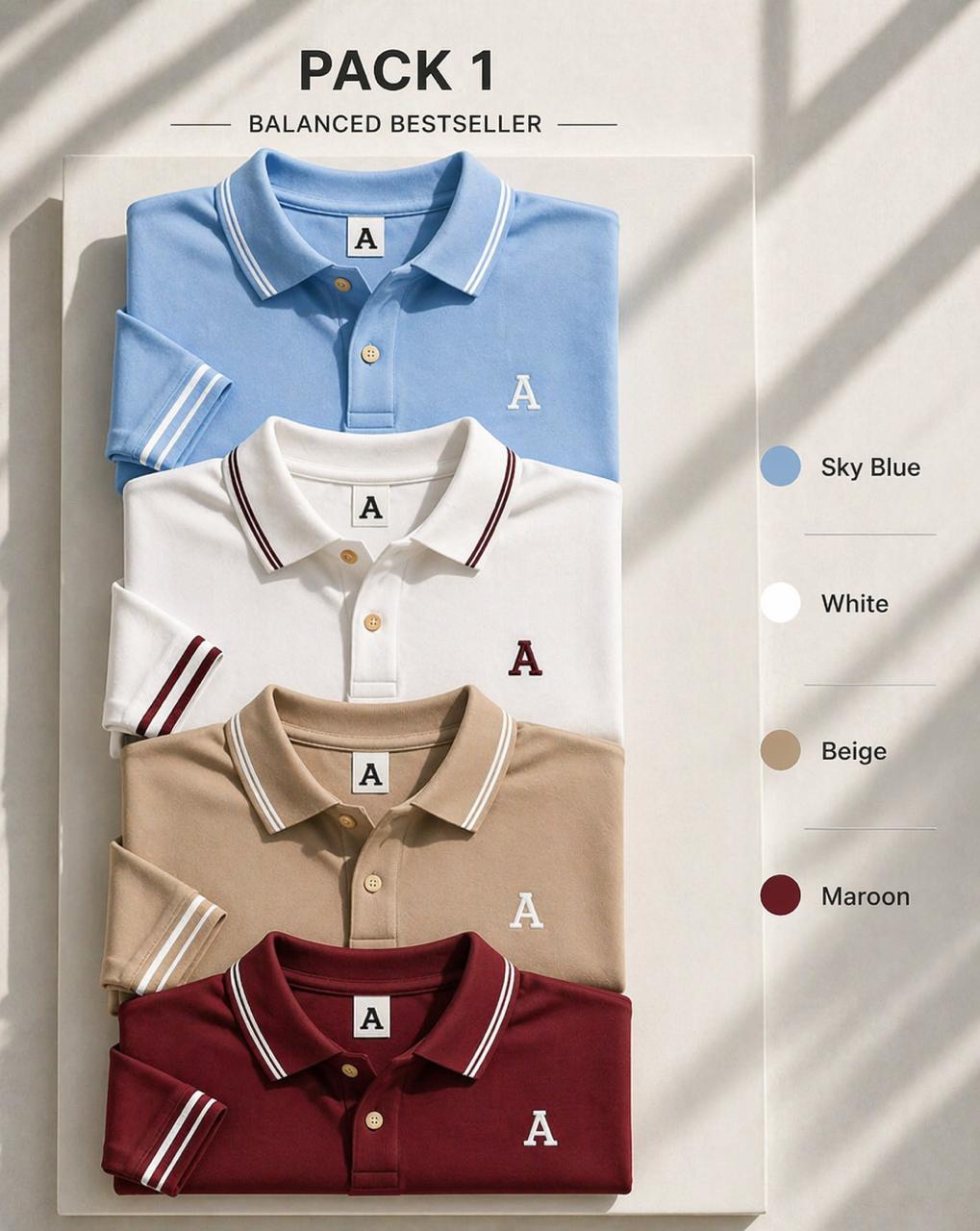 PREMIUM POLO TSHIRTS (PACK OF 4) Style 3