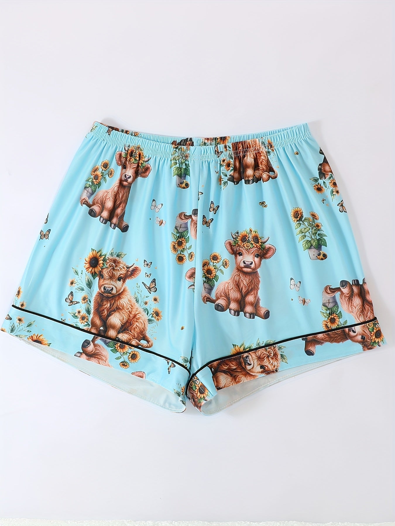 Sunny Highland Cow Nightwear Set (3-Piece Combo)