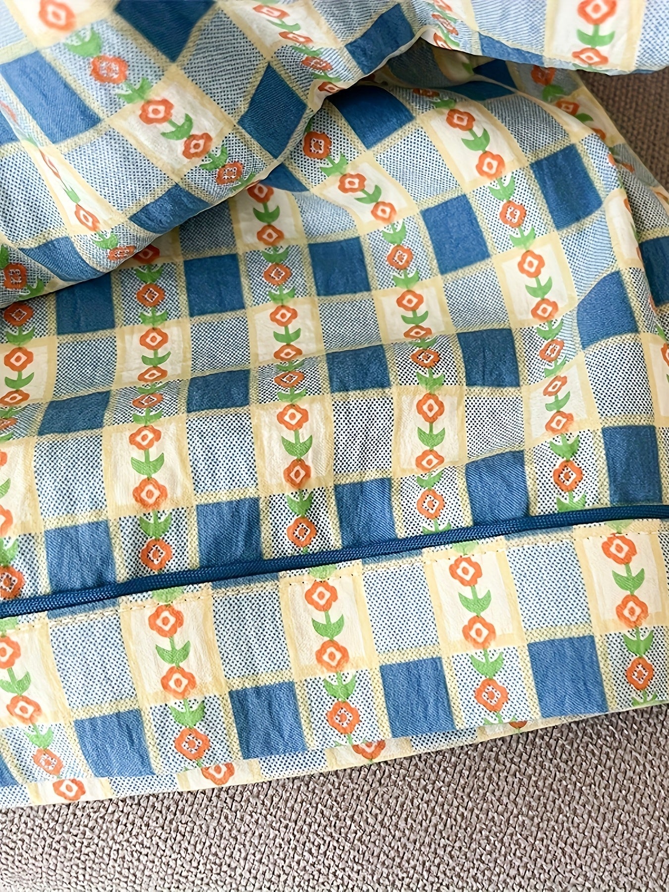 Vintage Blue Check Pajama Set – Button Shirt & Pants