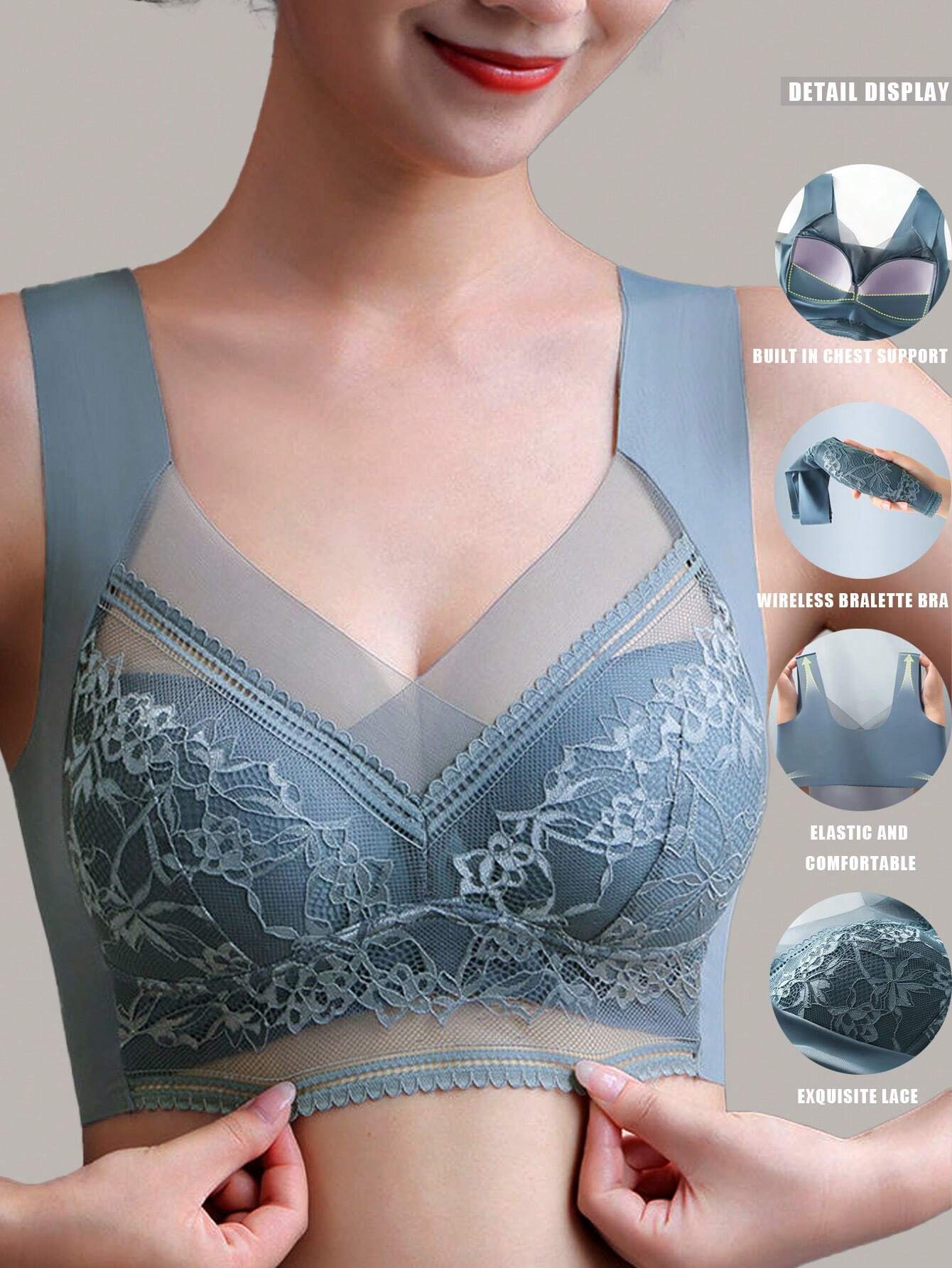 6Pcs Seamless Lace Bra Set Women's Wireless Sports Bra Push Up Bra