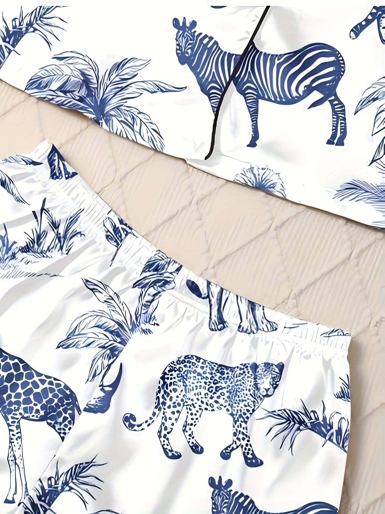 Safari Nights Jungle Print Nightwear Set (3-Piece Combo)