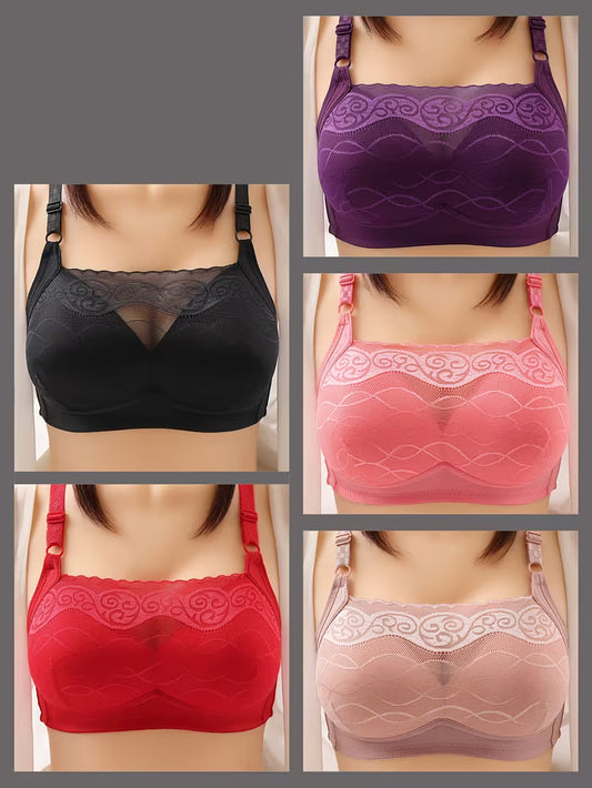 5Pcs Comfortable Push-Up Bras for Women, Wire-Free, Designed to Prevent Sagging And Provide Support for Daily Wear