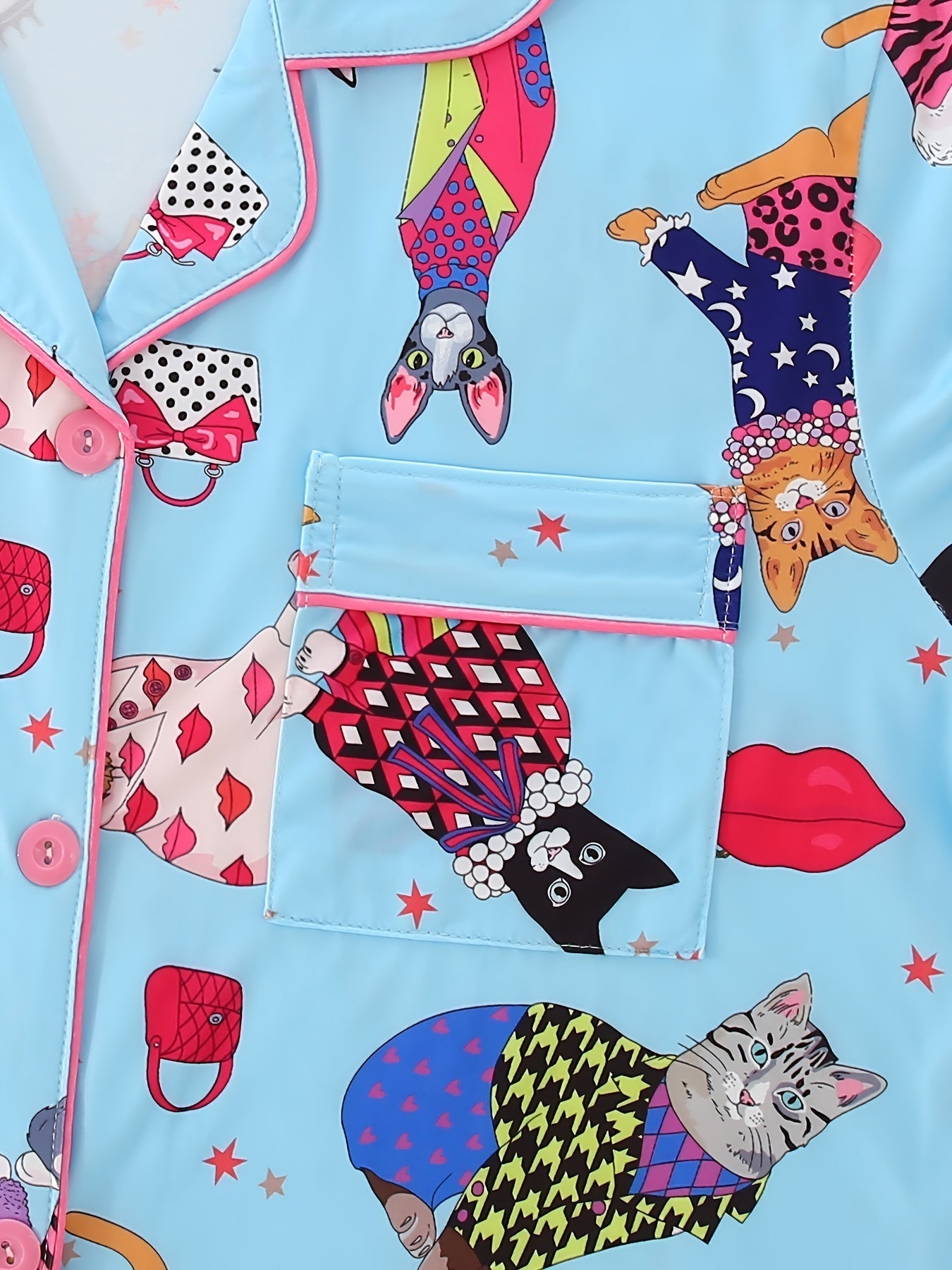 Quirky Cat Party Nightwear Set (3-Piece Combo)