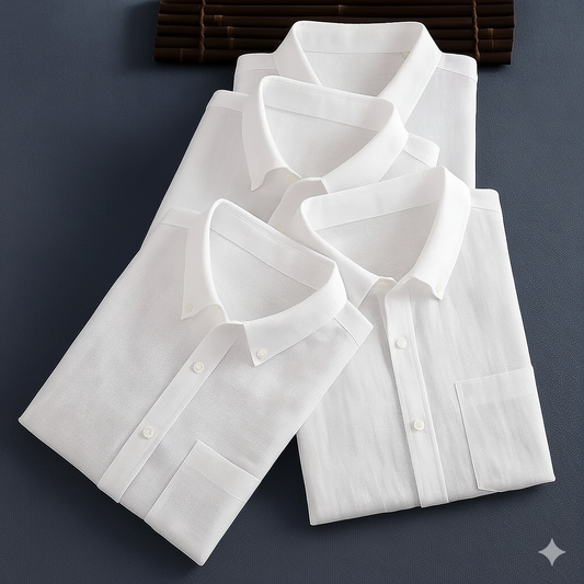 Premium White Cotton Linen Full sleeves Shirts (Pack of 4)