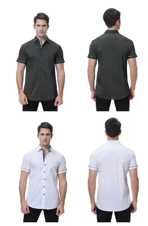Fashion Men Button Down Shirts Casual Fit Short Sleeve Shirt (Pack of 4)
