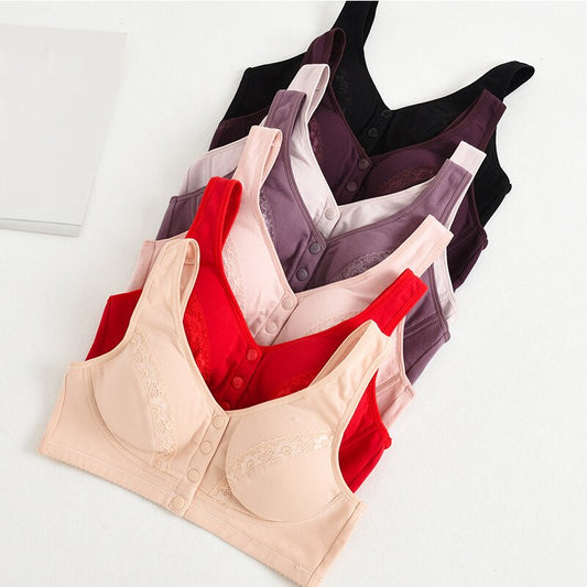 Comfy Cotton Full Cup Bralette With Detachable Chest Pad Breathable Stretchy Front Buckle Bra (Pack of 6)