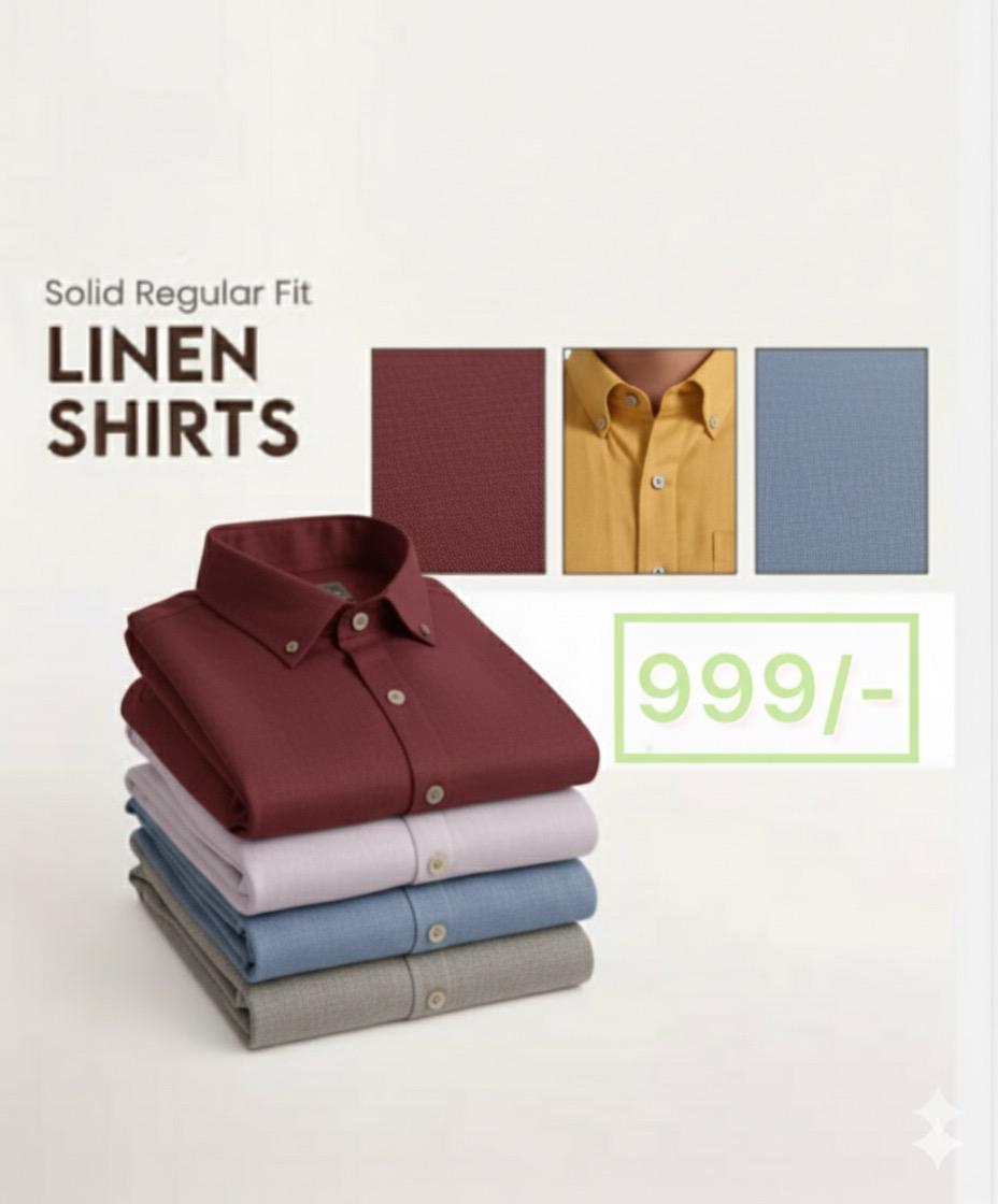New Premium Cotton Linen Full sleeves Shirts (Pack of 4)