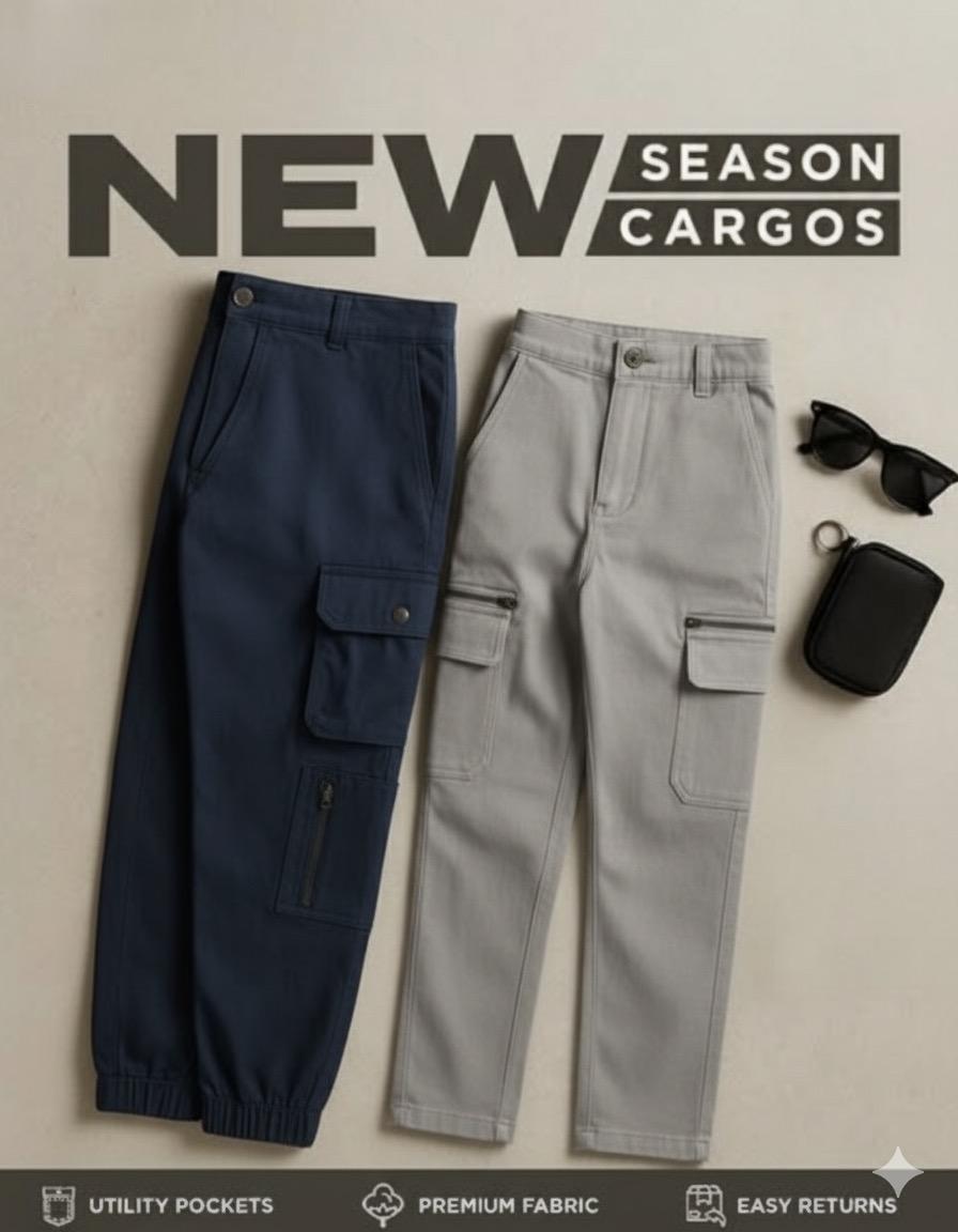 NEW MEN SUMMER CARGO TROUSERS (PACK OF 2)