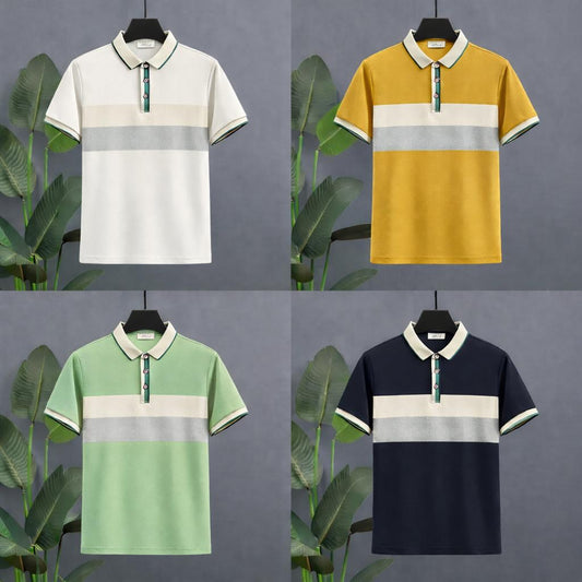 Men’s Essential Color-Block Polo Set (4-Pack)