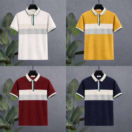 Men’s Essential Color-Block Polo Set (4-Pack)