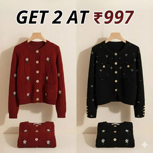 Winter Ready Combo Cardigan Duo | Lightweight Comfort |C0-09