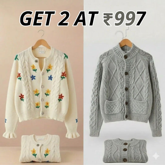 Combo Cardigans Pack of 2 - Double Warmth, One Price | Stylish & Cozy |C-07