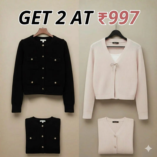 Combo Cardigans Pack of 2 - Double Warmth, One Price | Stylish & Cozy |C-09