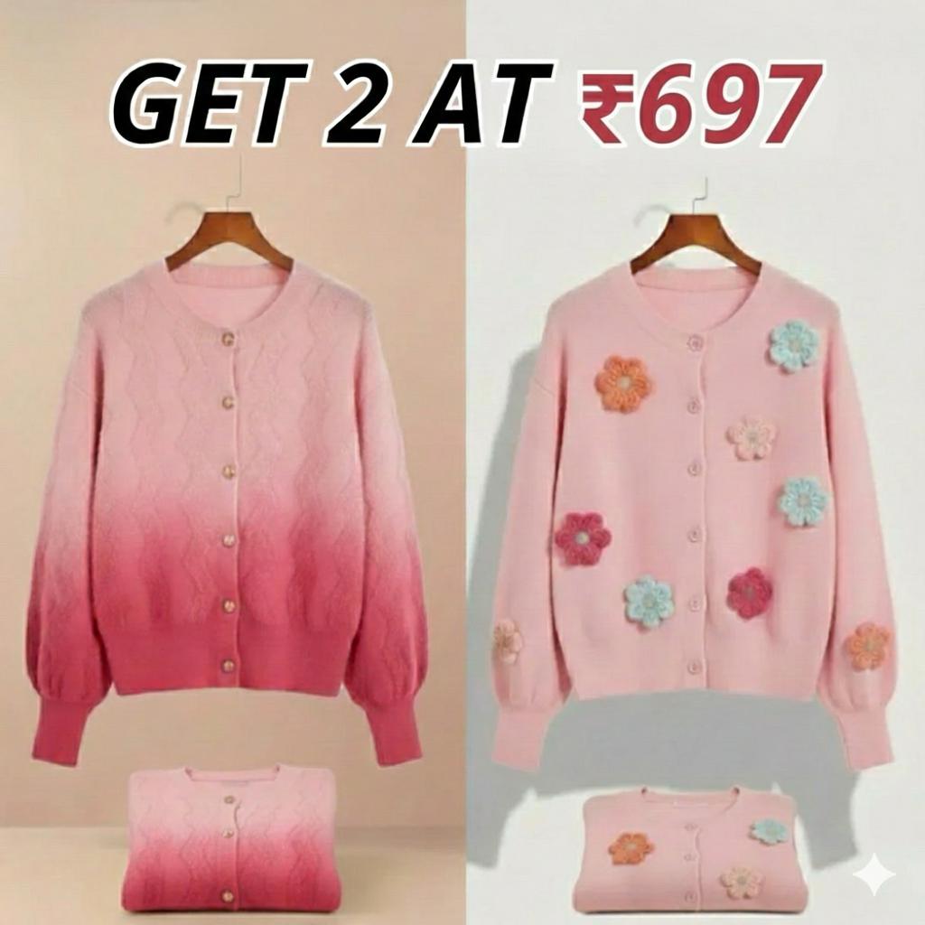 Combo Cardigans Pack of 2 - Double Warmth, One Price | Stylish & Cozy |C-08
