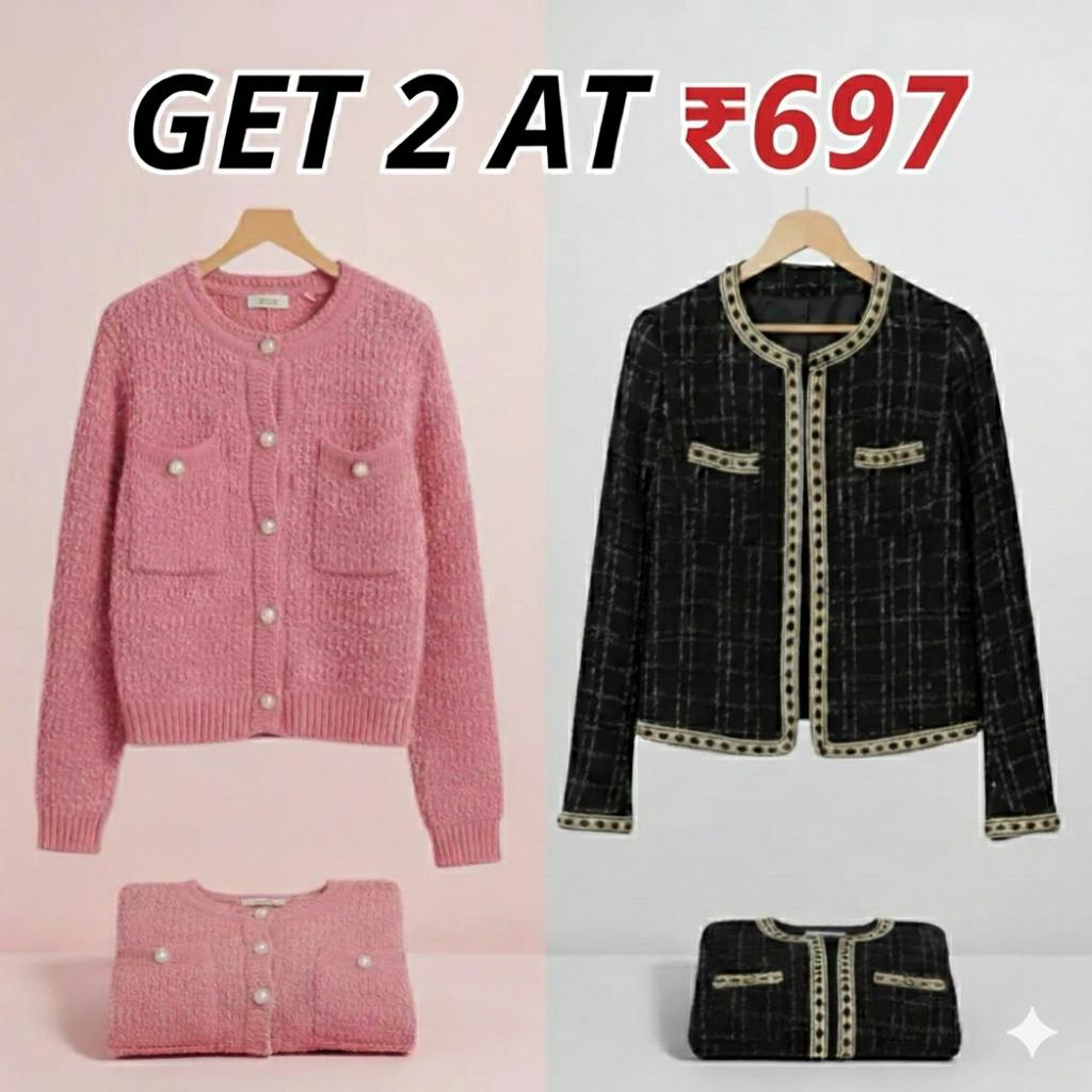 Combo Cardigans Pack of 2 - Double Warmth, One Price | Stylish & Cozy |C-04