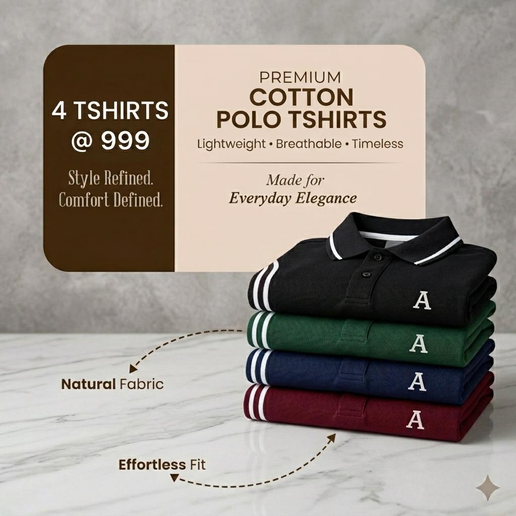 PREMIUM POLO TSHIRTS (PACK OF 4) Style 1